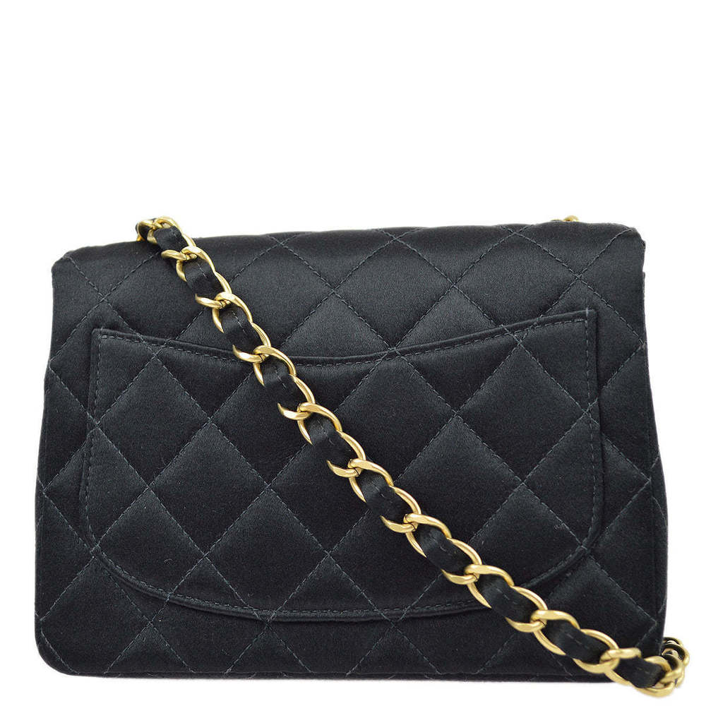 CHANEL Black Satin Mini Classic Square Flap Shoulder Bag 17 KK30069 - Picture 2 of 10